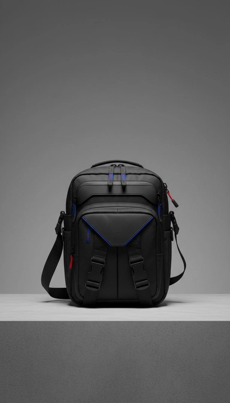 Matte Black Techwear Crossbody Bag