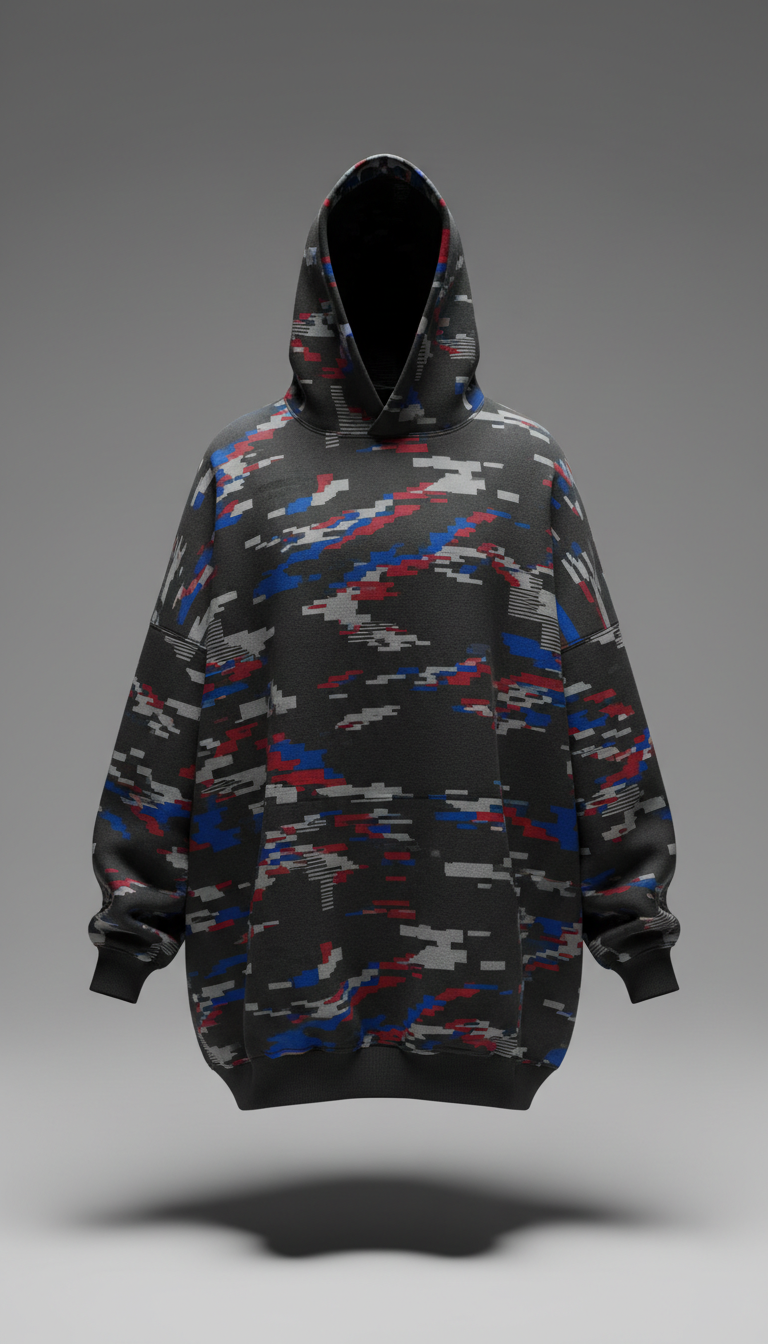 Oversized Electric Glitch Hoodie